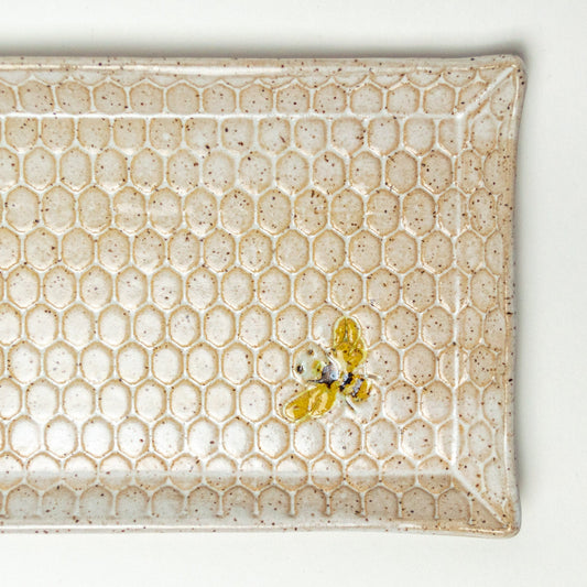 Bee Pattern White 12" Platter