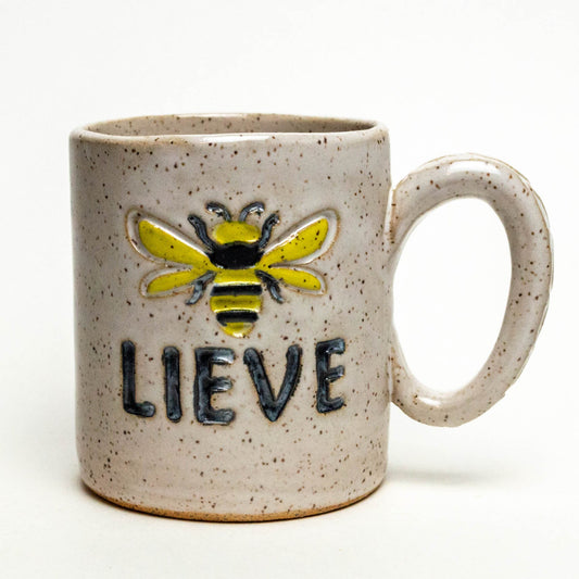 Bee-lieve (Believe) Pattern White 12oz Mug