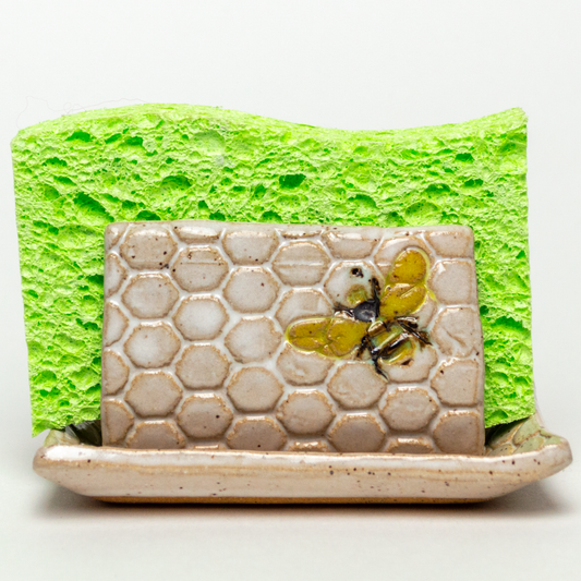 Bee Pattern White Sponge Holder