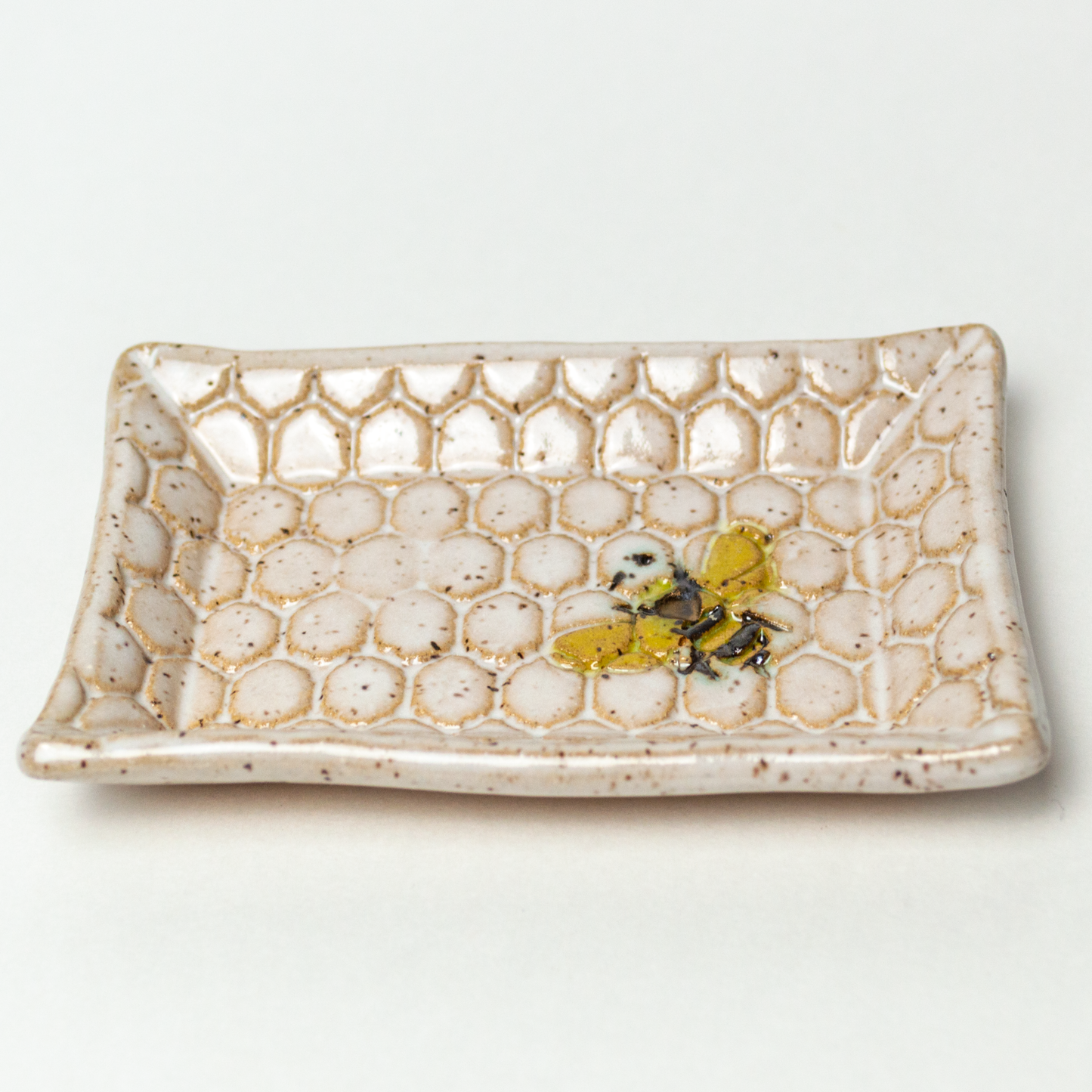 Bee Pattern White Trinket Dish