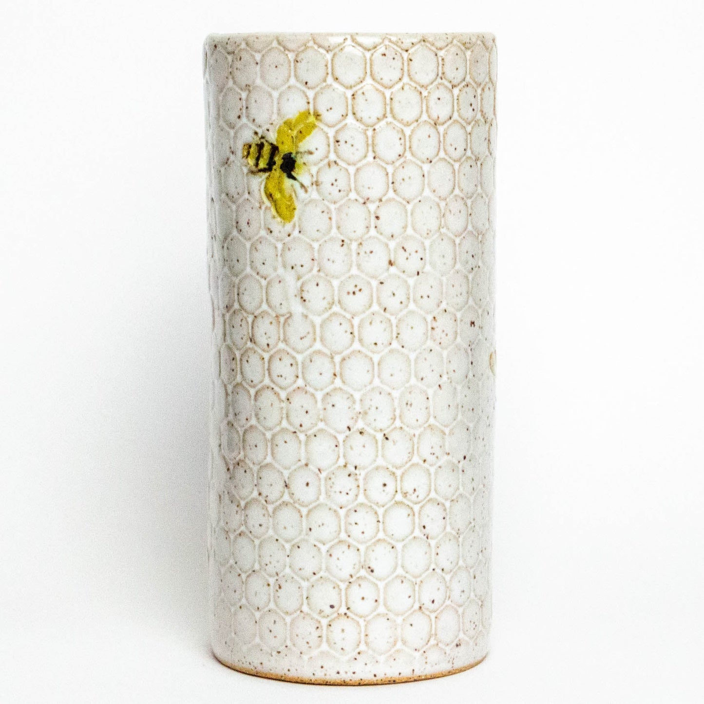 Bee Pattern Honeycomb White Vase