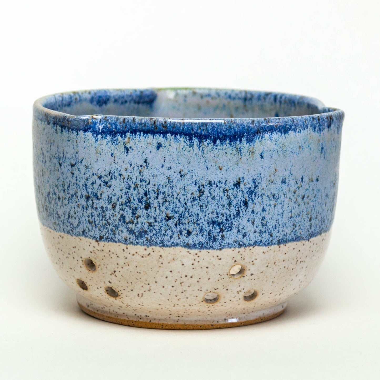 Blue Wash Hand Thrown Stoneware Berry Bowl & Saucer