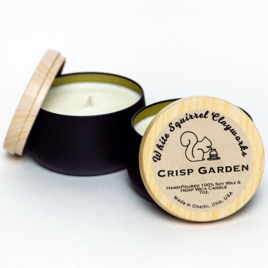 Crisp Garden - Hand-Poured Soy Candle Black Tin- 7oz