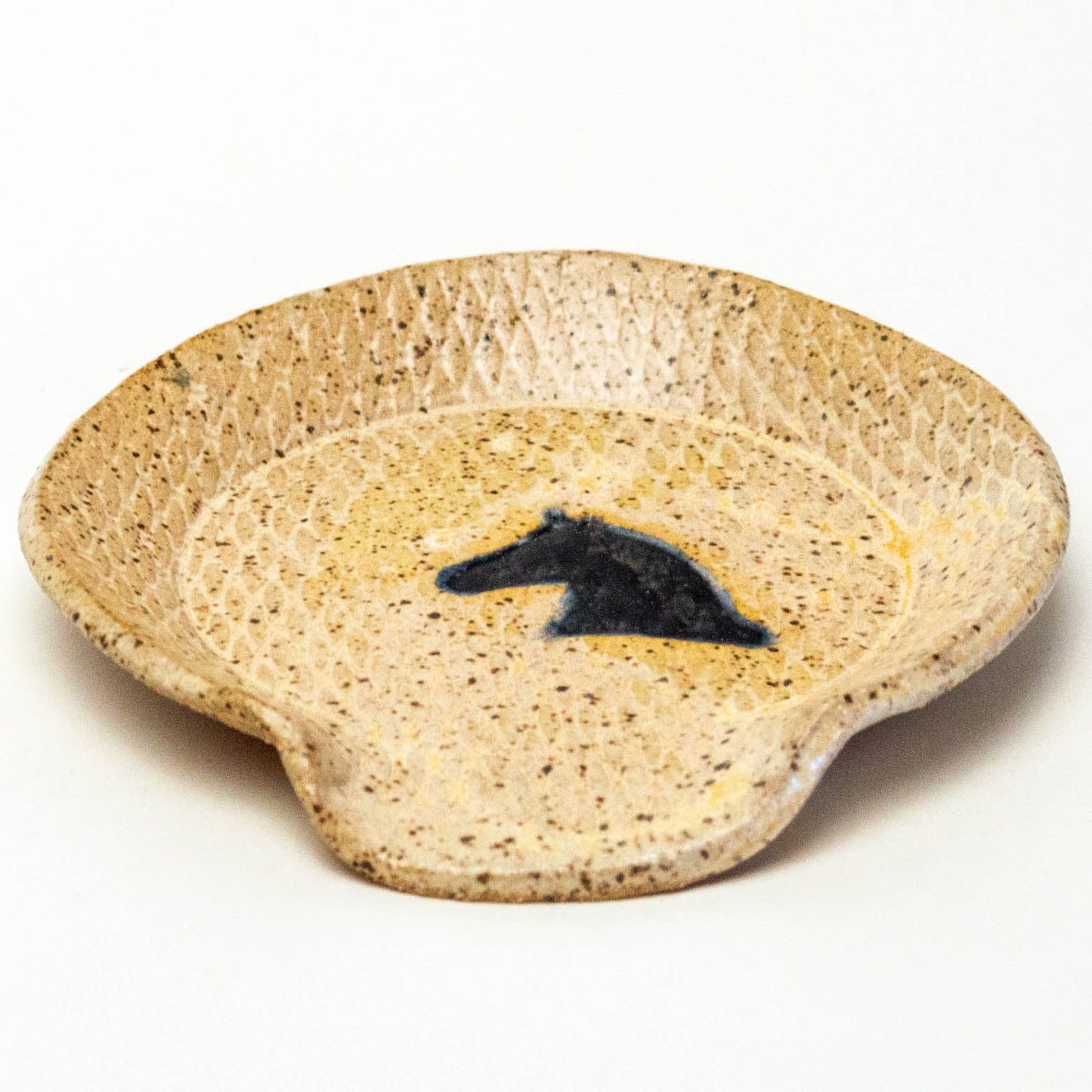 Black Horse Pattern Beige Spoon Rest