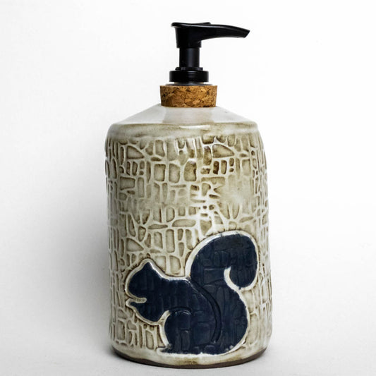 Black Squirrel on White Soap/Lotion Dispenser
