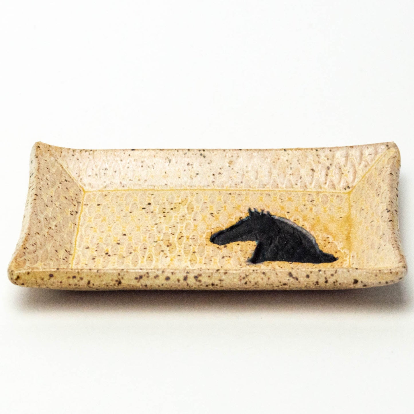 Black Horse Pattern Beige Trinket Dish