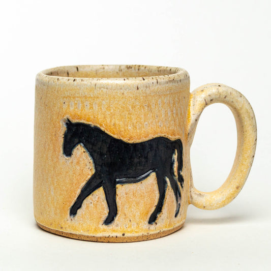 Black Horse on Beige 10oz Stoneware Mug