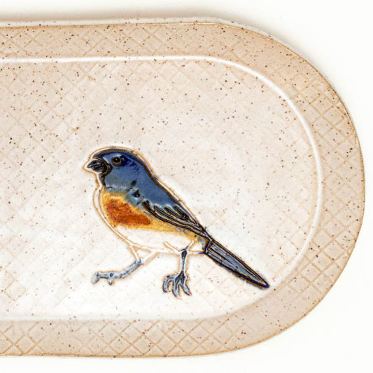 Blue Bird White 10" Stoneware Platter