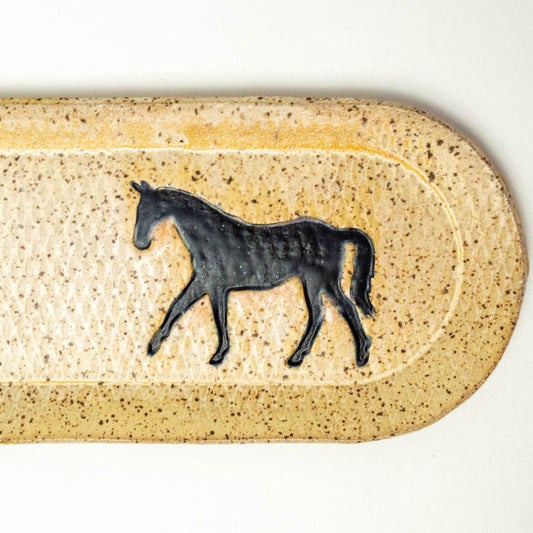 Black Horse Design Beige 12" Platter
