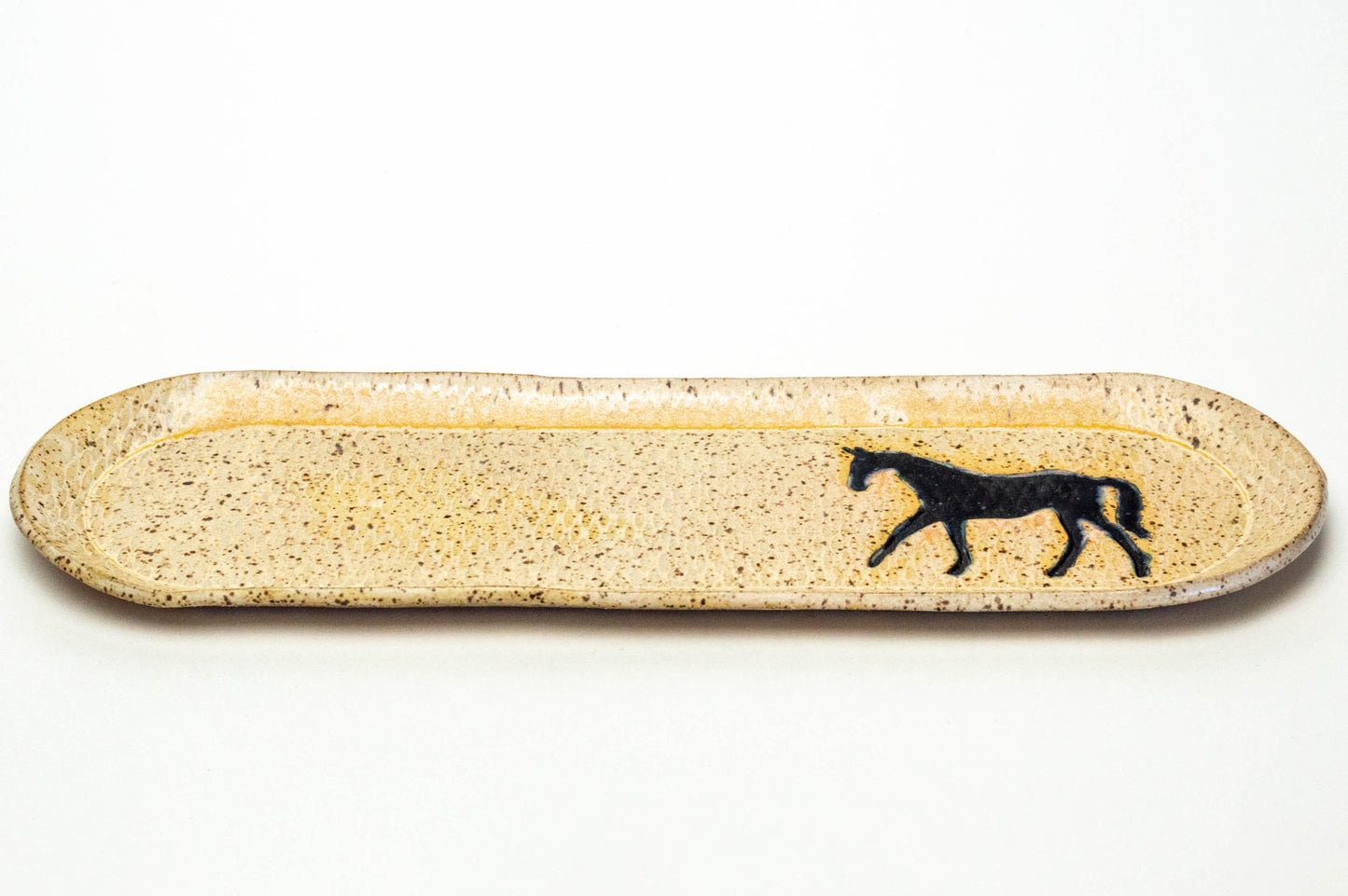 Black Horse Design Beige 12" Platter