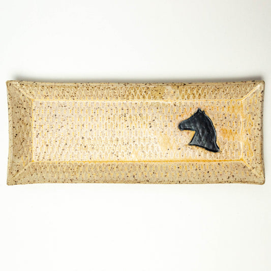 Black Horse Design Beige Butter/Olive Dish