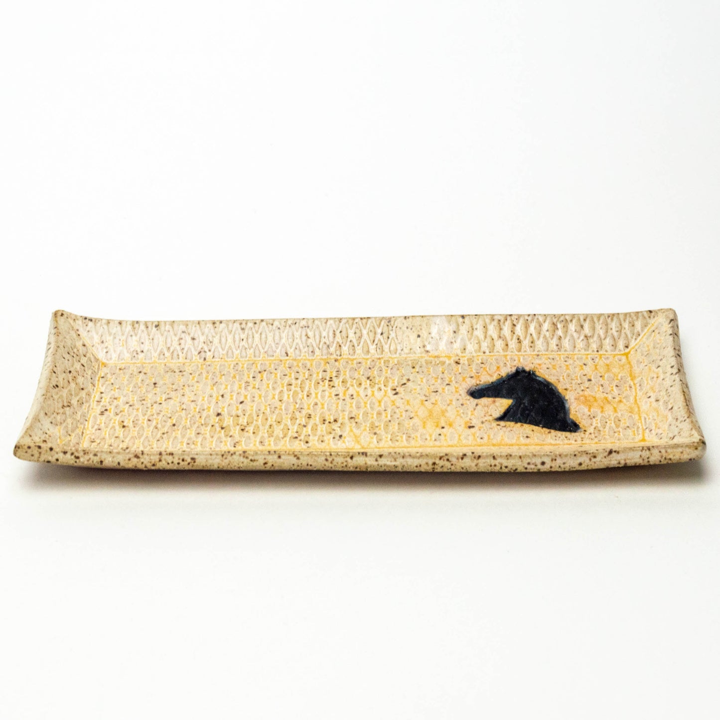 Black Horse Design Beige Butter/Olive Dish