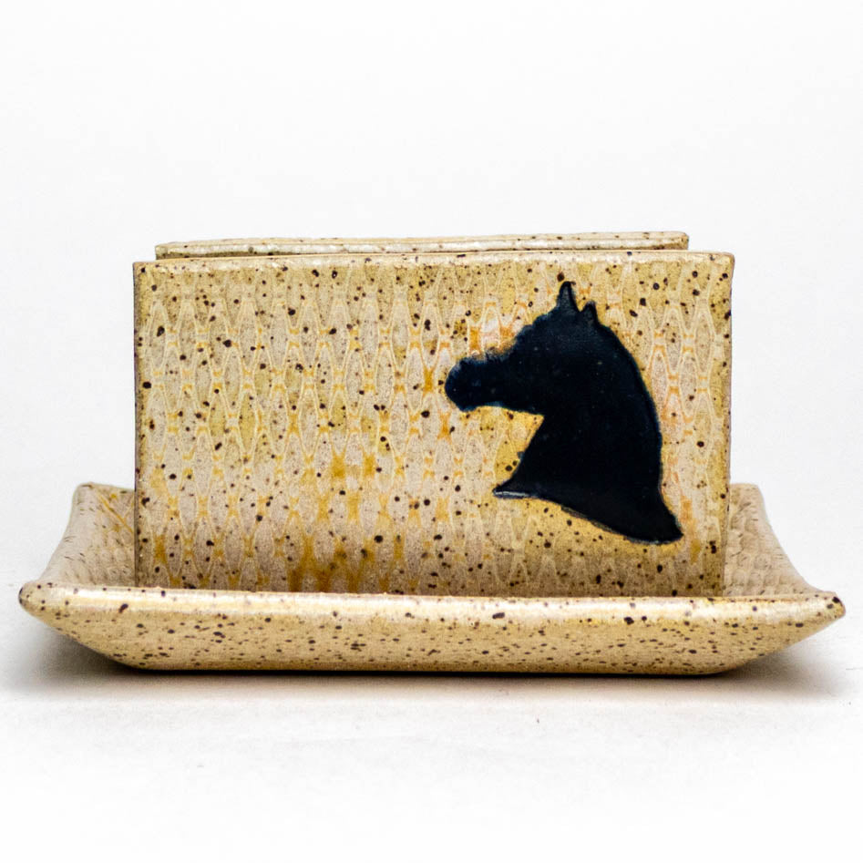 Black Horse Design Beige Sponge Holder