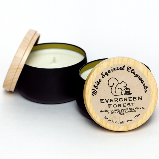 Evergreen Forest - Hand-Poured Soy Candle Black Tin- 7oz