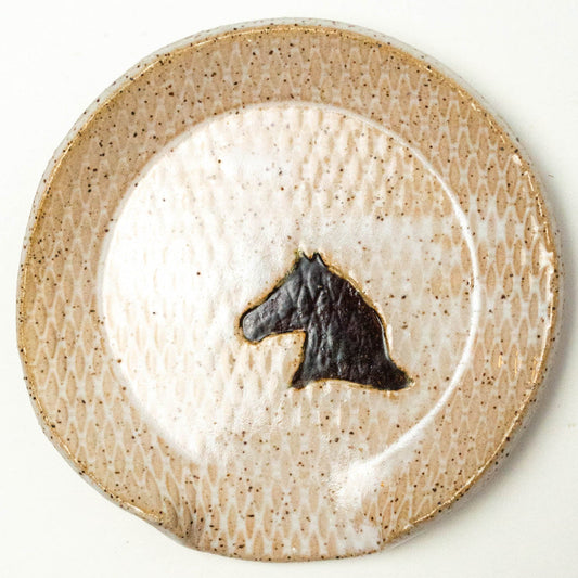 Brown Horse on  White Stoneware Spoon Rest