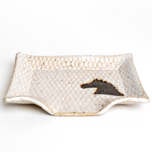 Brown Horse on White Stoneware Soap Dish