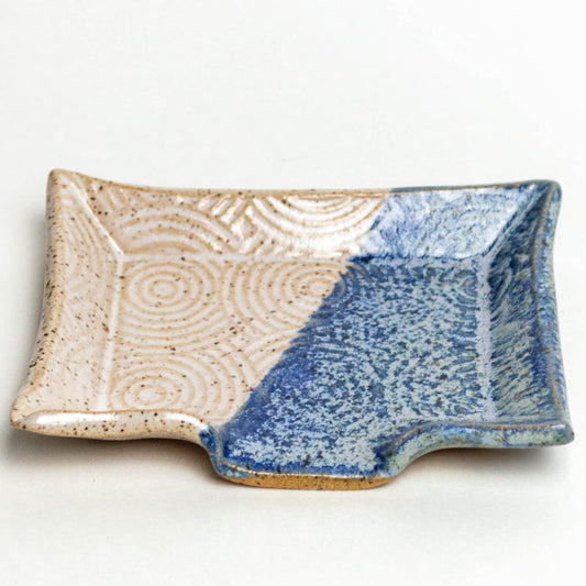 Blue & White Spiral Pattern Soap Dish