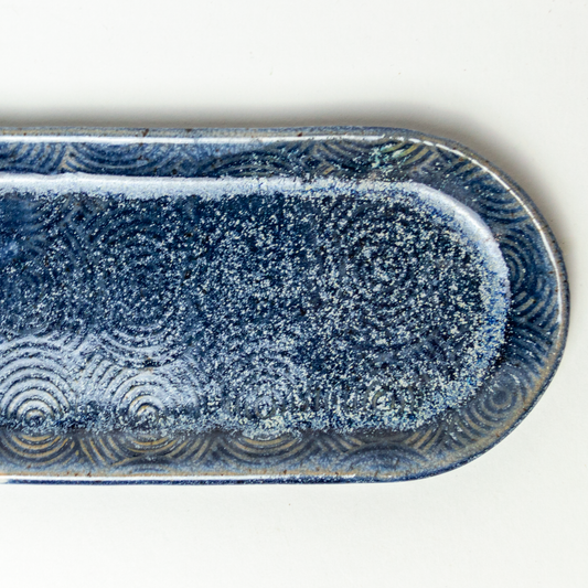 Blue & White Spiral Pattern 12" Platter