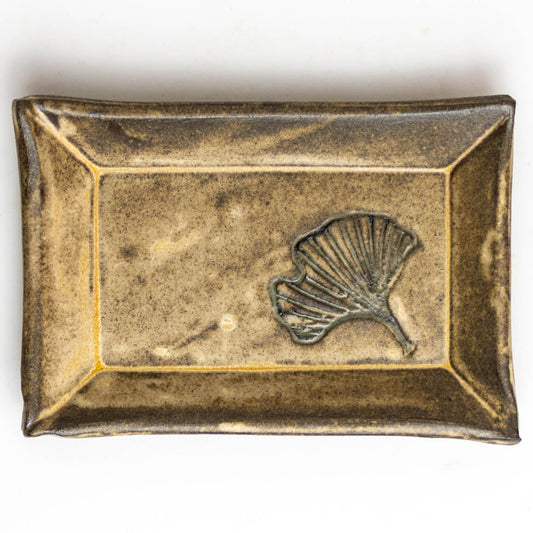 Ginkgo Leaf Pattern on Beige Trinket Dish