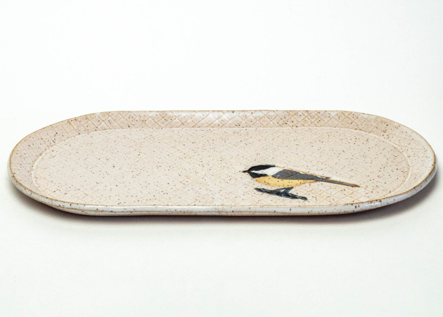 Chickadee on White Stoneware 10" Platter