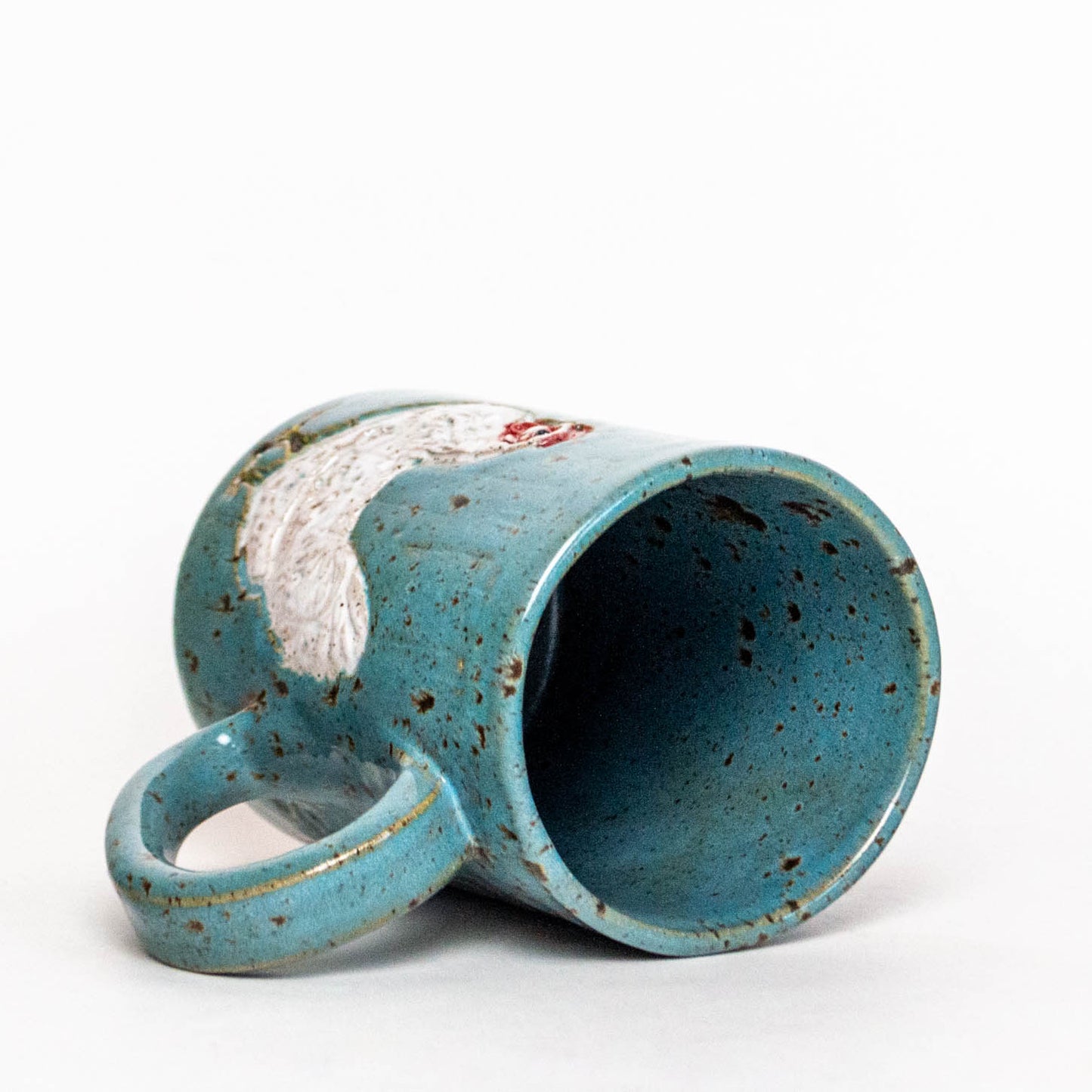 White Chicken Stoneware Blue Spangled 14 oz Mug