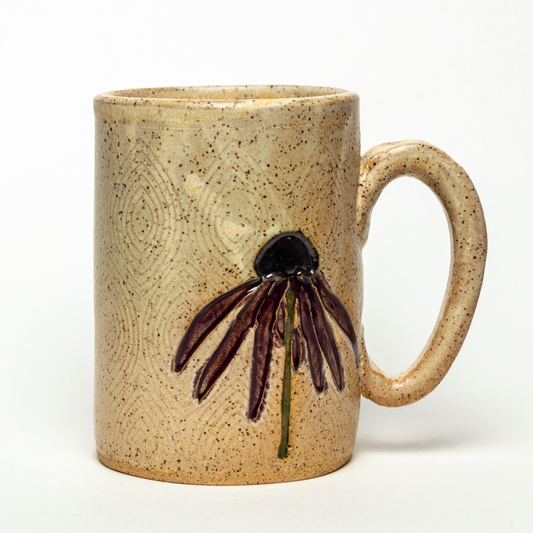 Purple Cone Flower Beige 14oz Mug