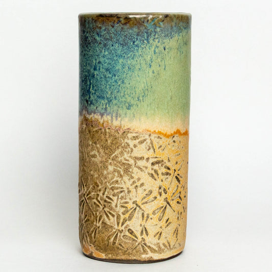 Dragonfly Pattern Green Vase