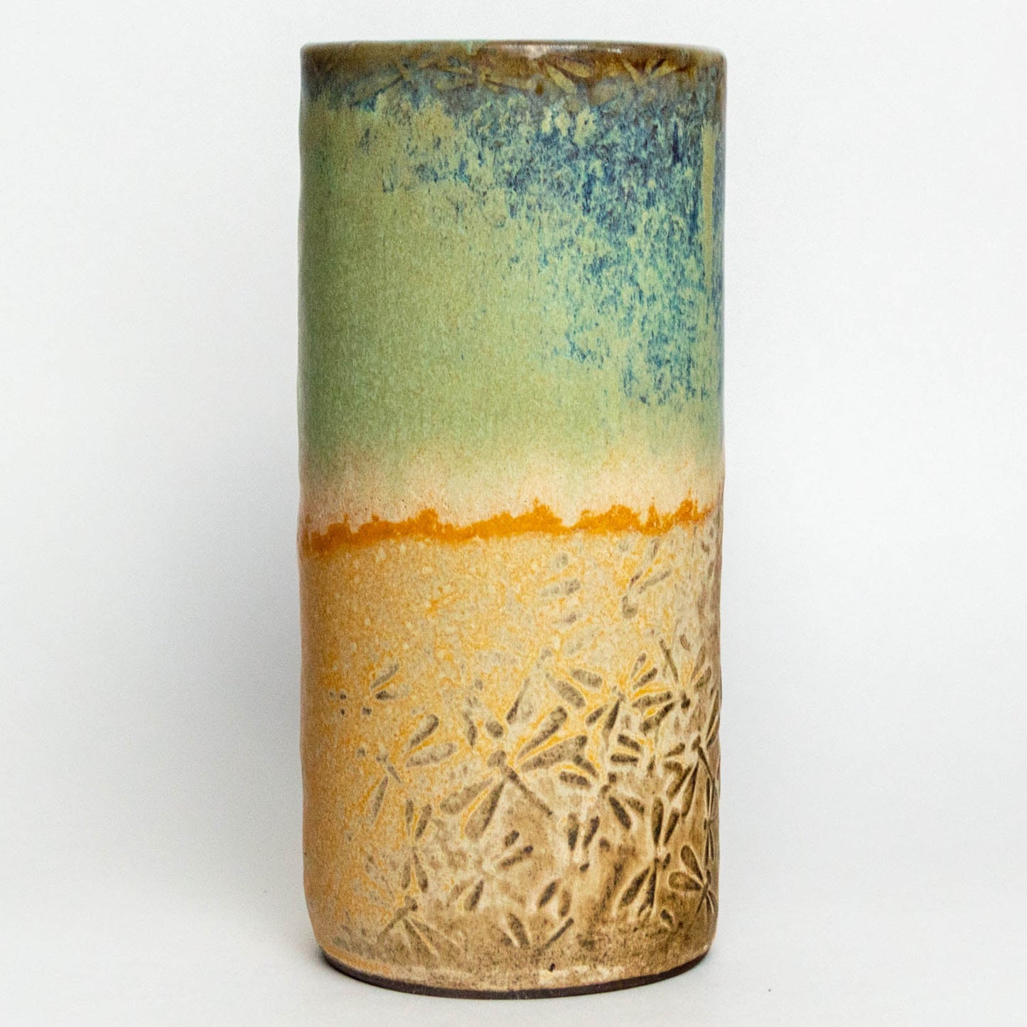 Dragonfly Pattern Green Vase