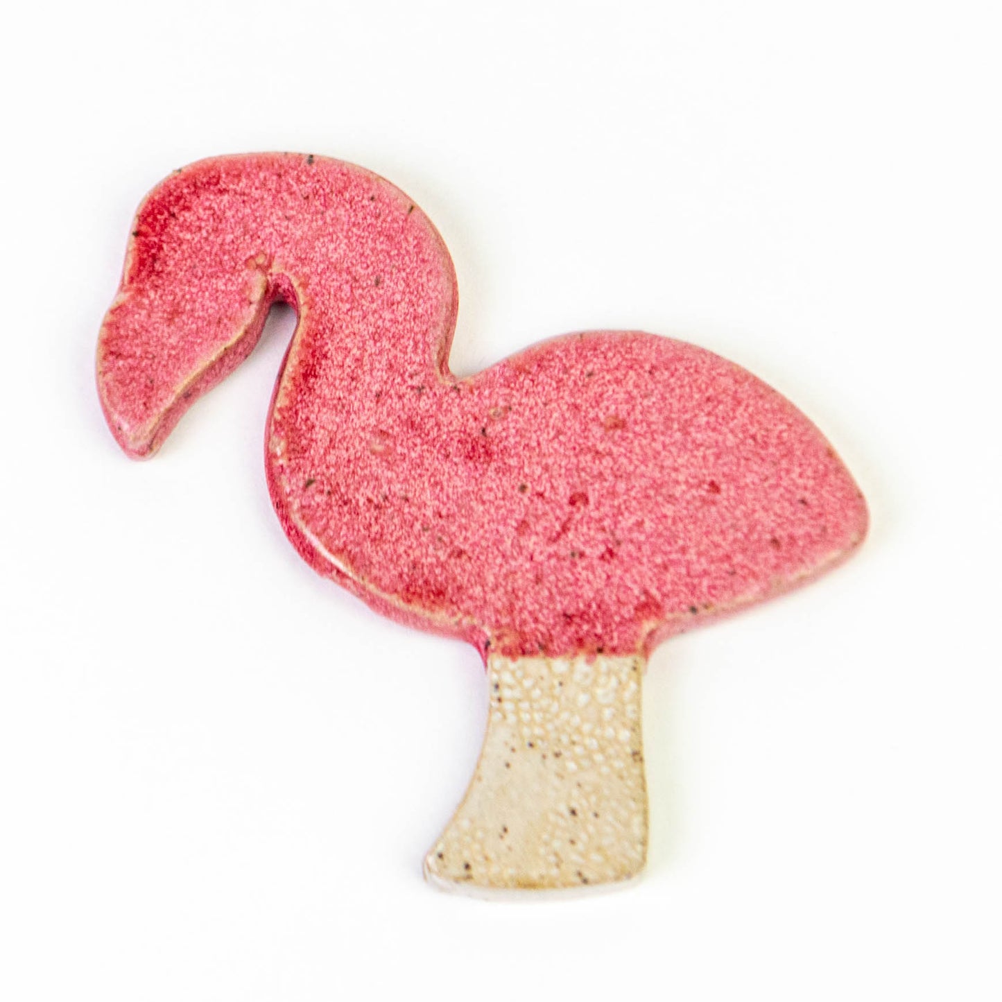 Flamingo Shaped Handmade in Ohio Stoneware Magnet