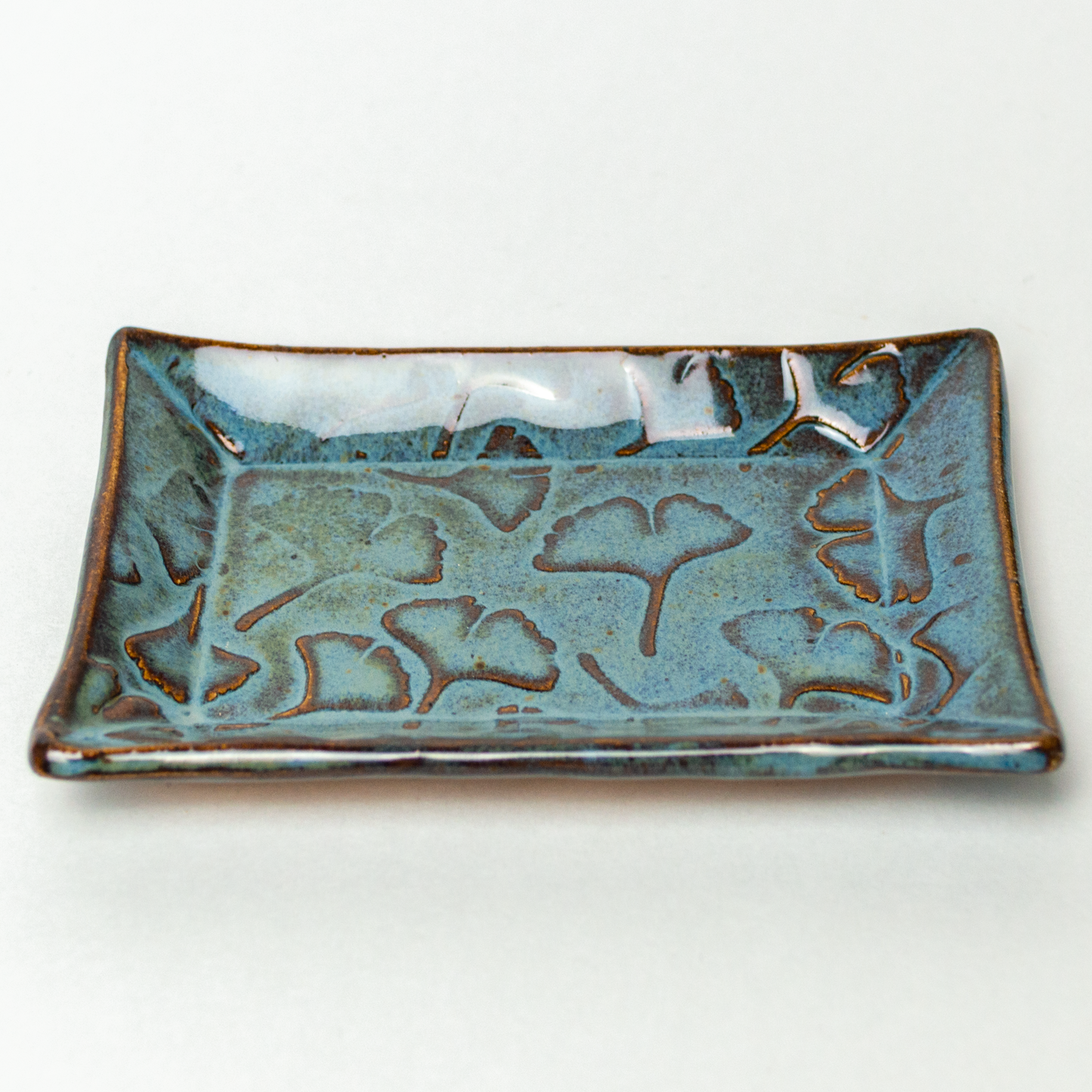 Ginkgo Pattern Blue Trinket Dish
