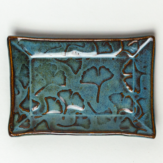 Ginkgo Pattern Blue Trinket Dish