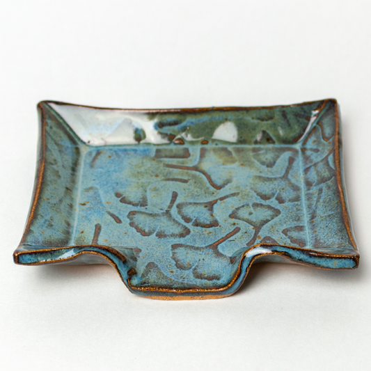 Ginkgo Blue Stoneware Soap Dish