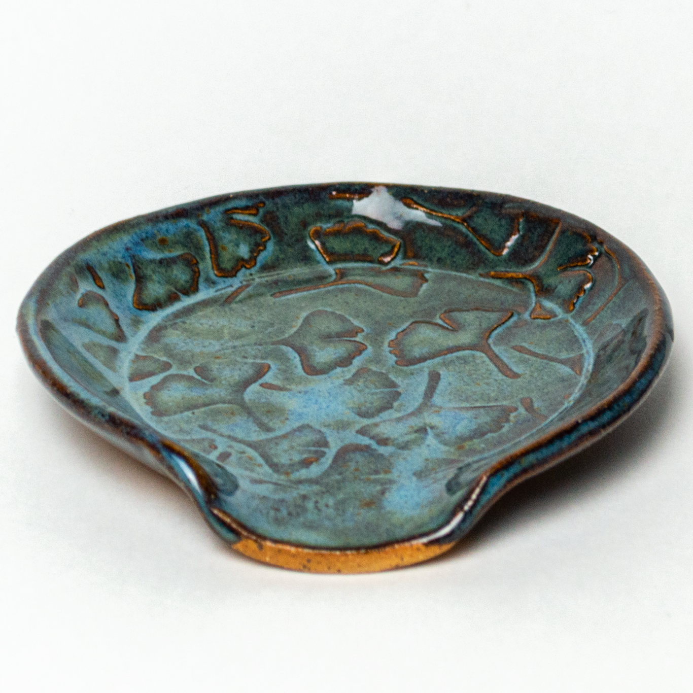 Ginkgo Blue Stoneware Spoon Rest
