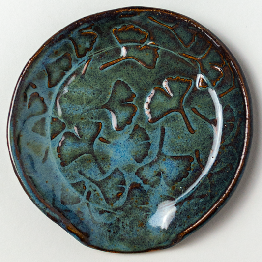 Ginkgo Blue Stoneware Spoon Rest