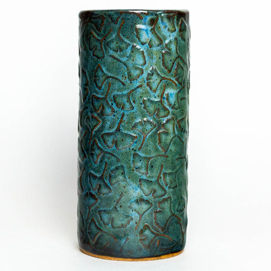Ginkgo Leaf Pattern Blue Vase