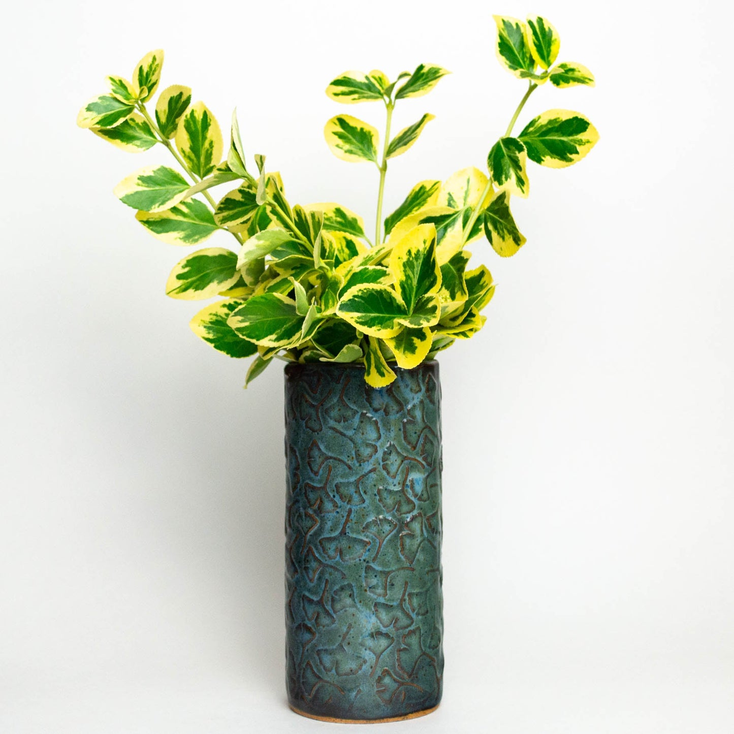Ginkgo Leaf Pattern Blue Vase