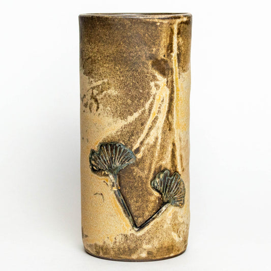 Ginkgo Leaf Chocolate Clay Beige Vase