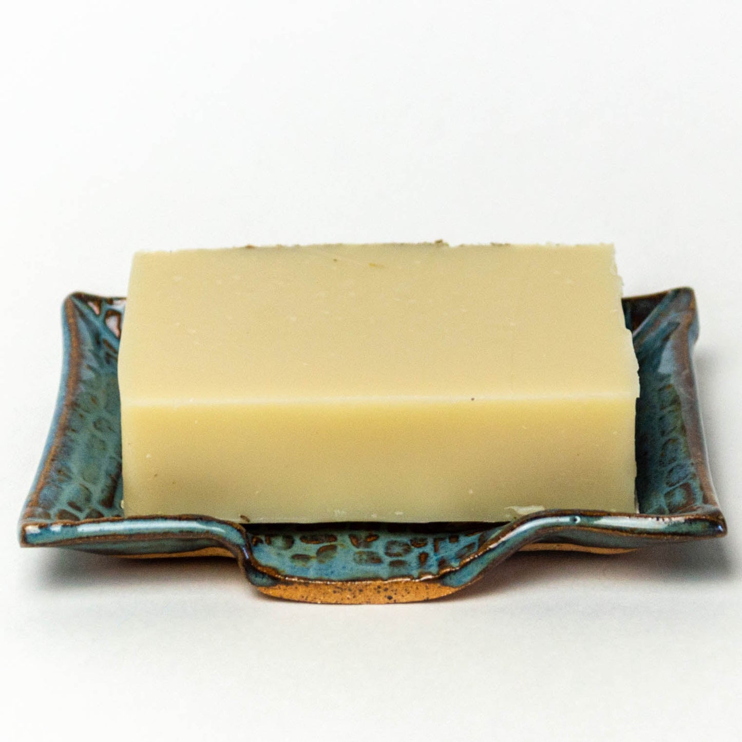 White Squirrel on Blue Stoneware Soap Dish