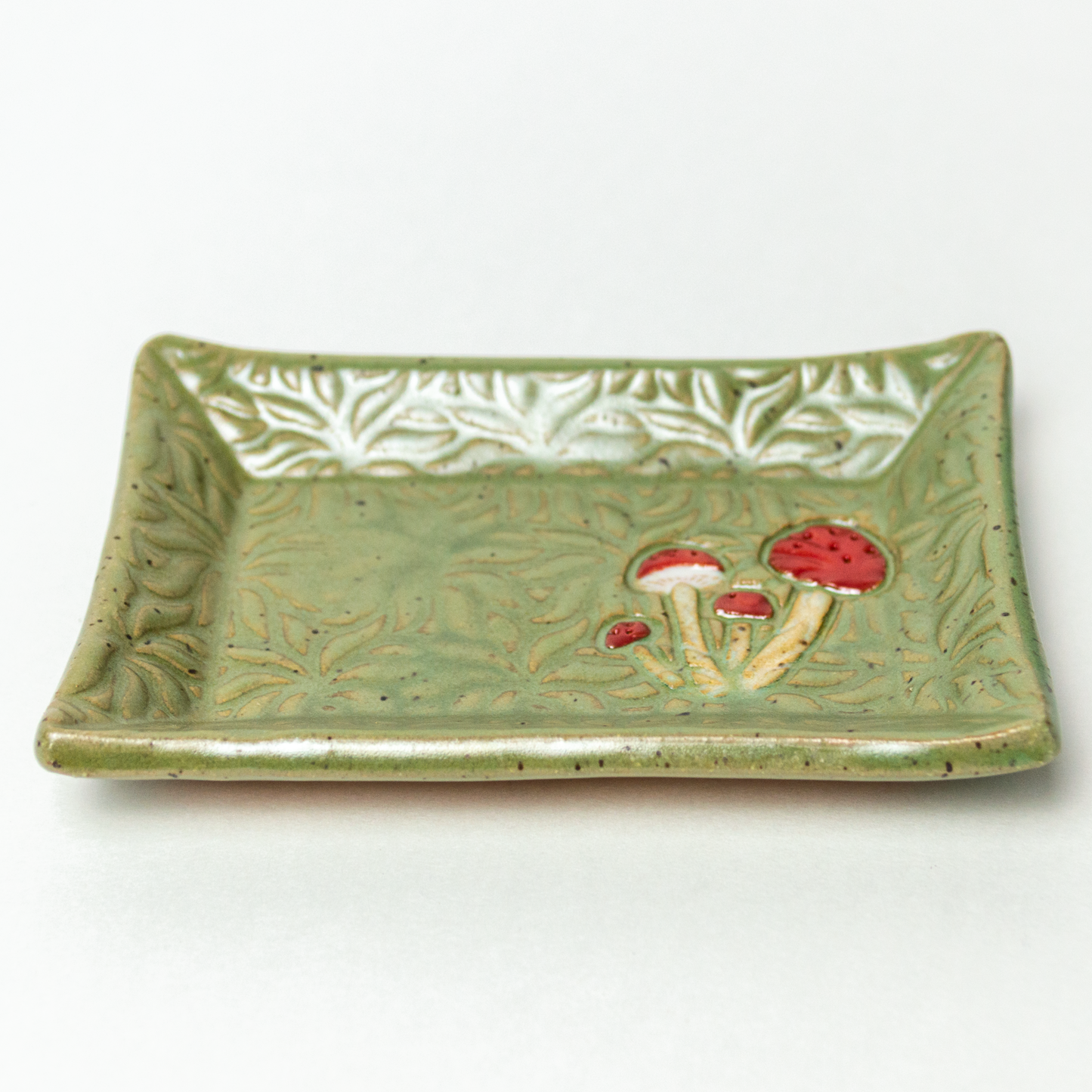 Mushroom Green Stoneware Trinket Dish