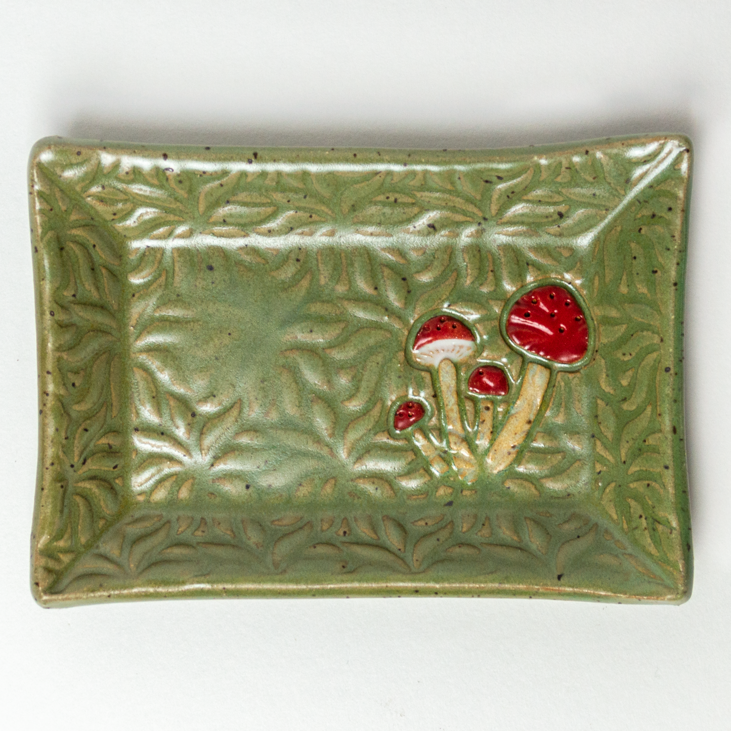 Mushroom Green Stoneware Trinket Dish