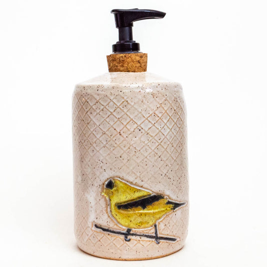 Goldfinch White Stoneware Soap Dispenser