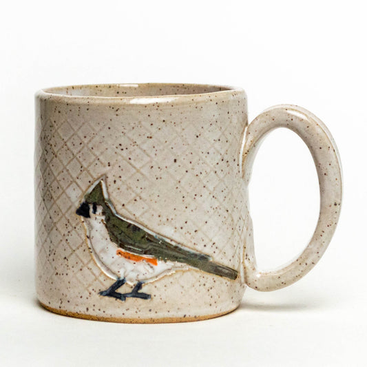 Tufted Titmouse on White Stoneware 10oz Mug