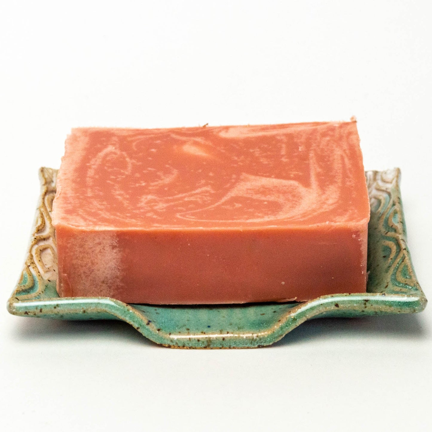 Turquoise & White Diamond Pattern Stoneware Soap Dish