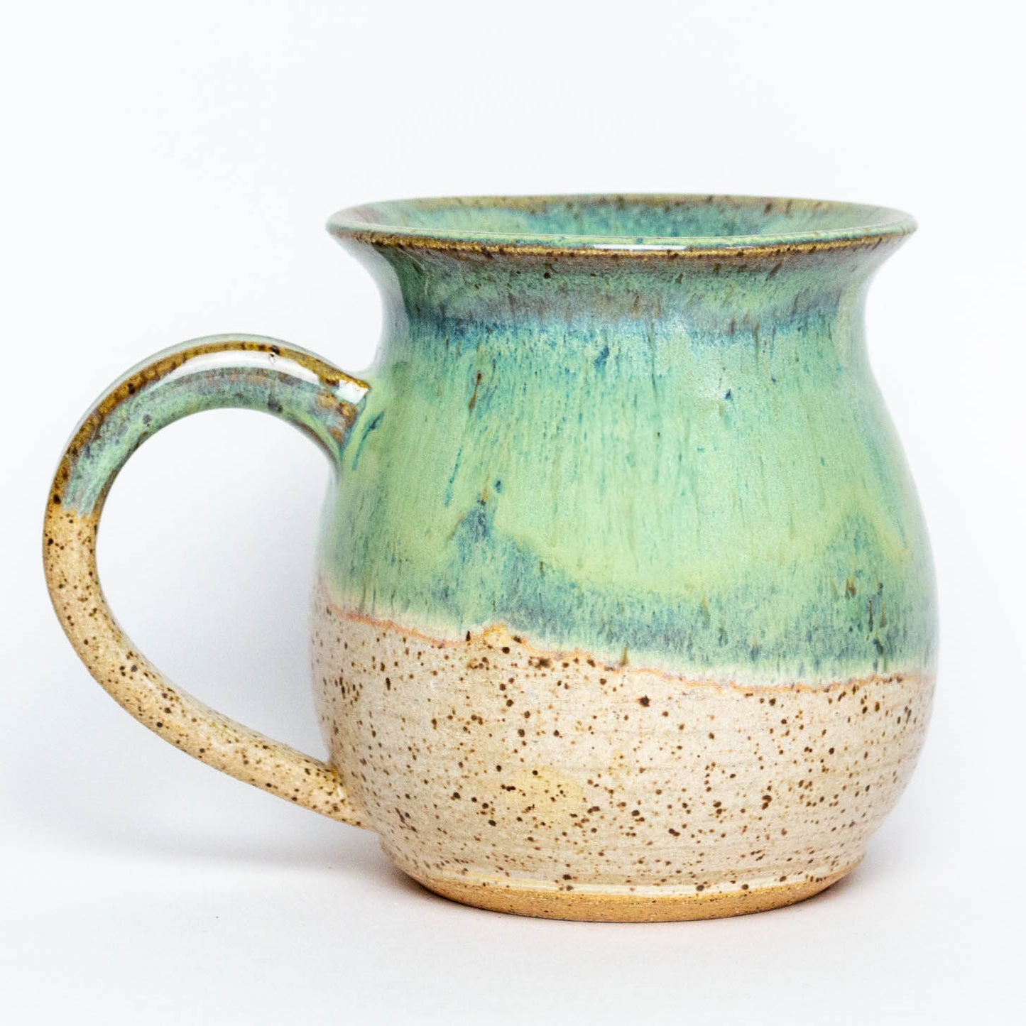 Green & Cream Hand Thrown Stoneware Hourglass 14oz Mug