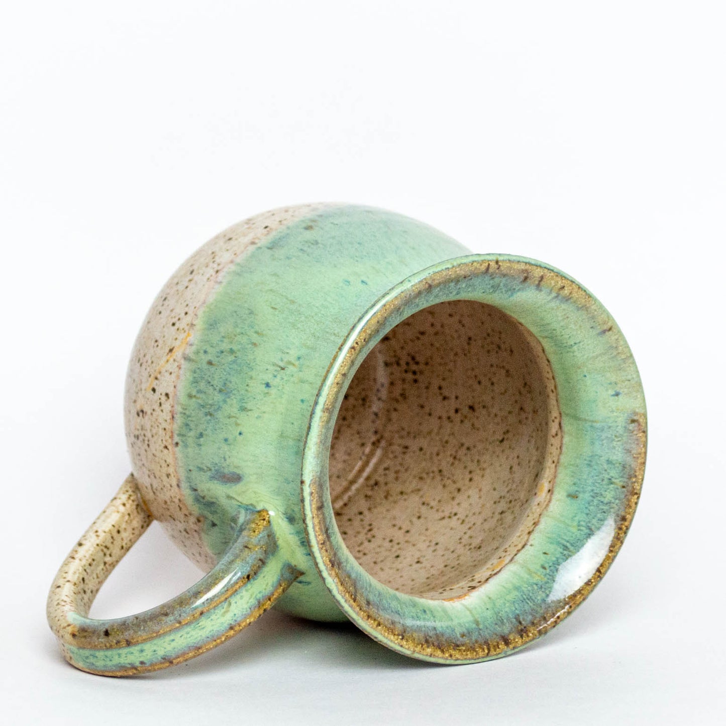 Green & Cream Hand Thrown Stoneware Hourglass 14oz Mug