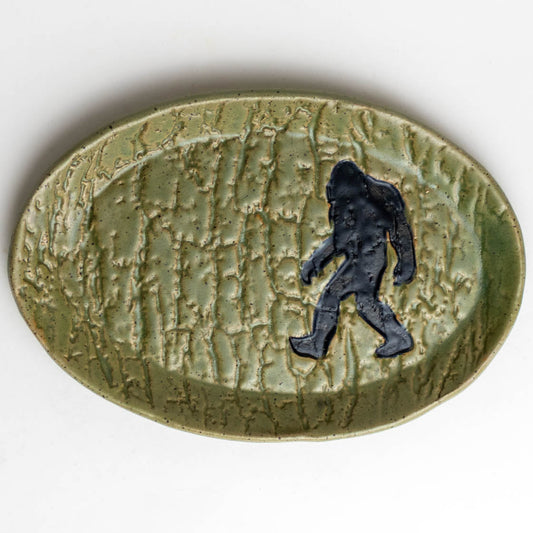 Sasquatch Green Oval Stoneware Trinket Dish