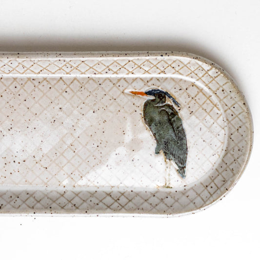 Blue Heron Design White 12" Platter