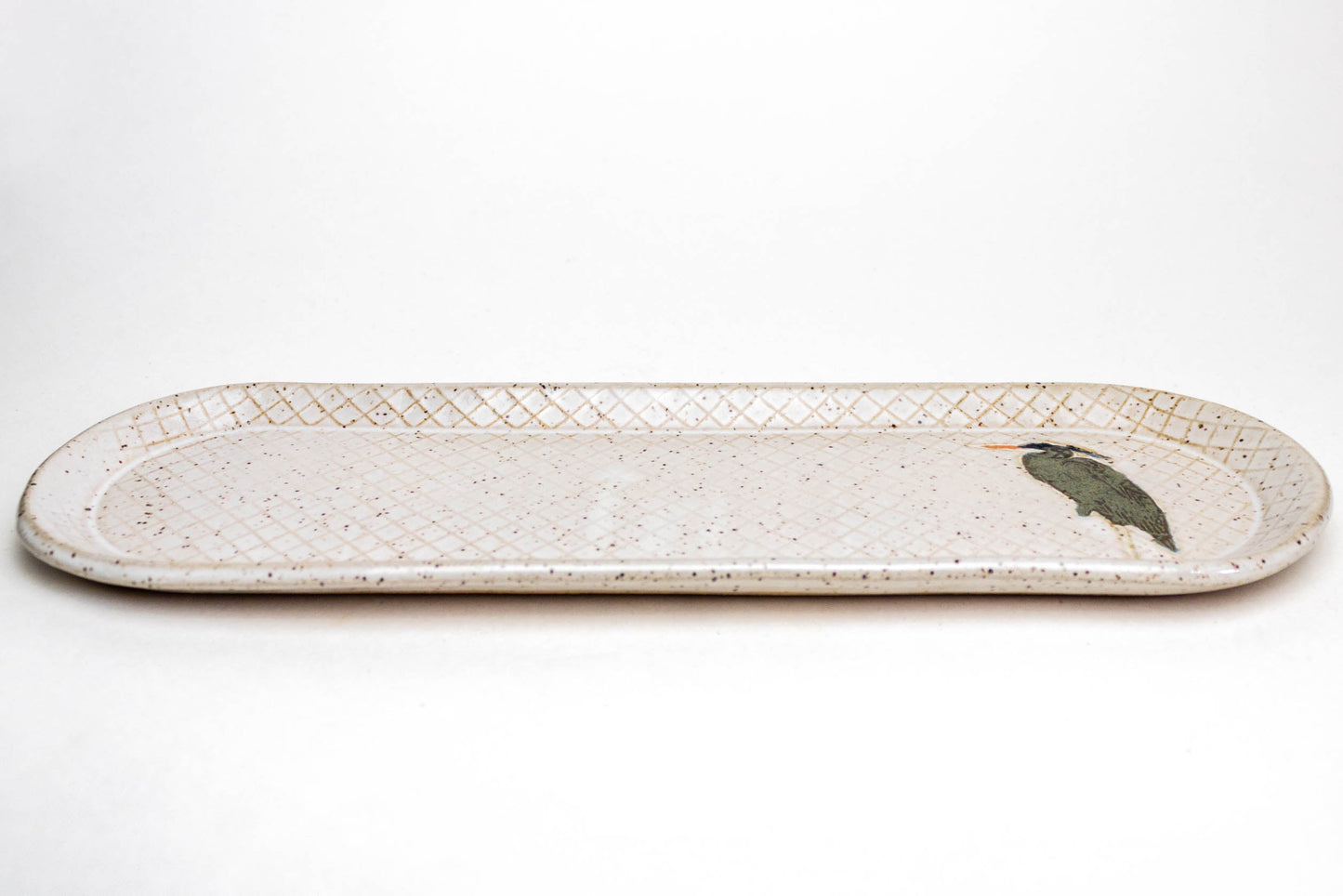 Blue Heron Design White 12" Platter