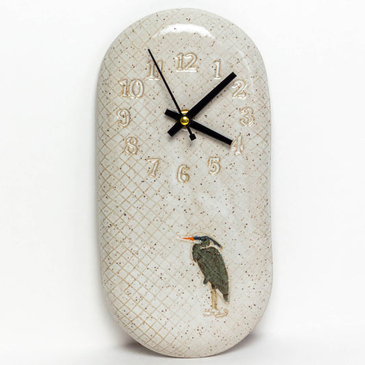 Blue Heron Design White Wall Clock