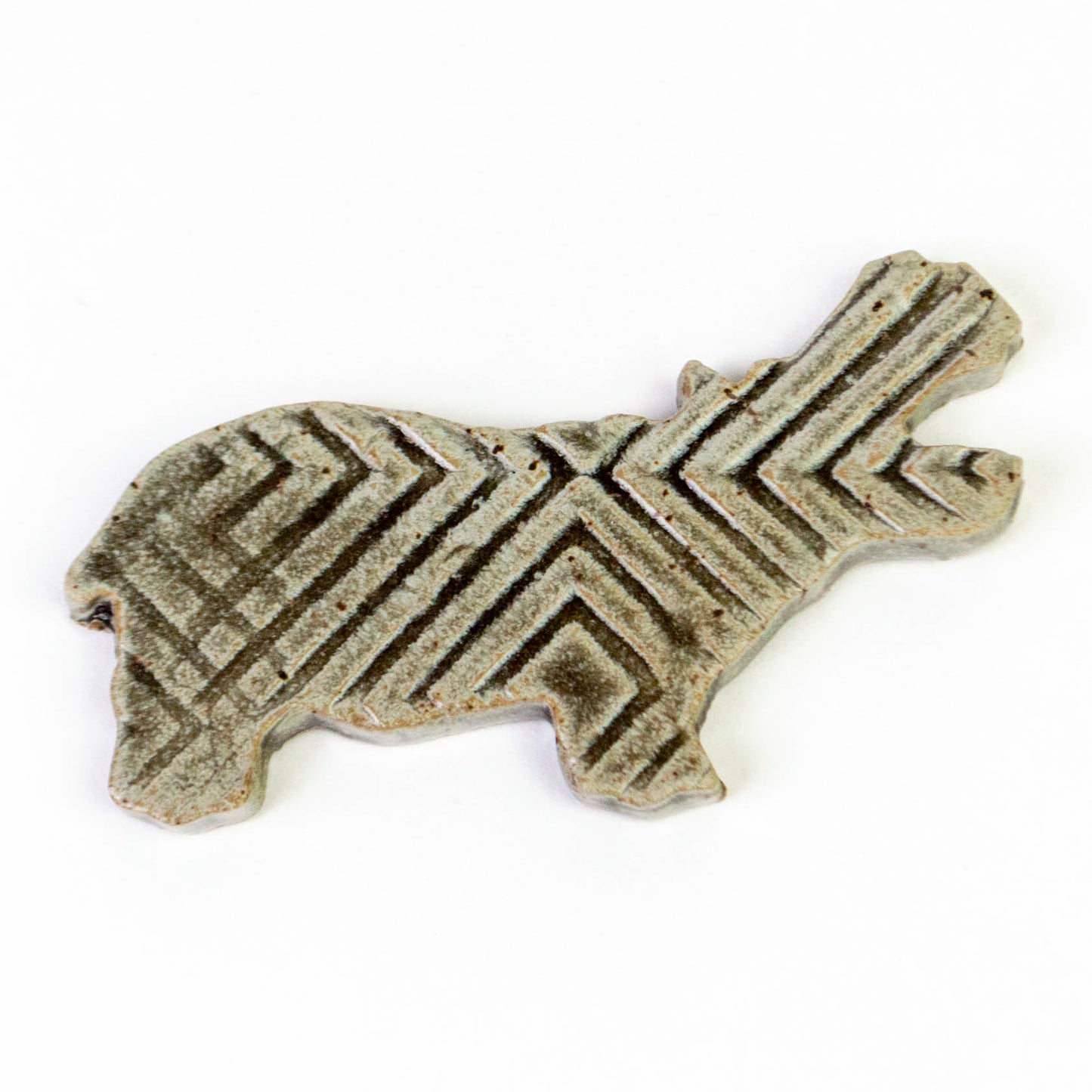Hippo Shaped Handmade in Ohio Stoneware Ceramic Magnet